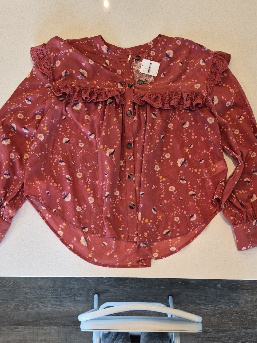 FREE PEOPLE NWT flirty western/cottagecore/boho blouse